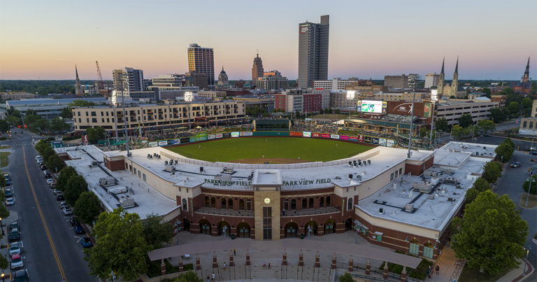 Aerial photo of Parkview Field in downtown Fort Wayne, Indiana