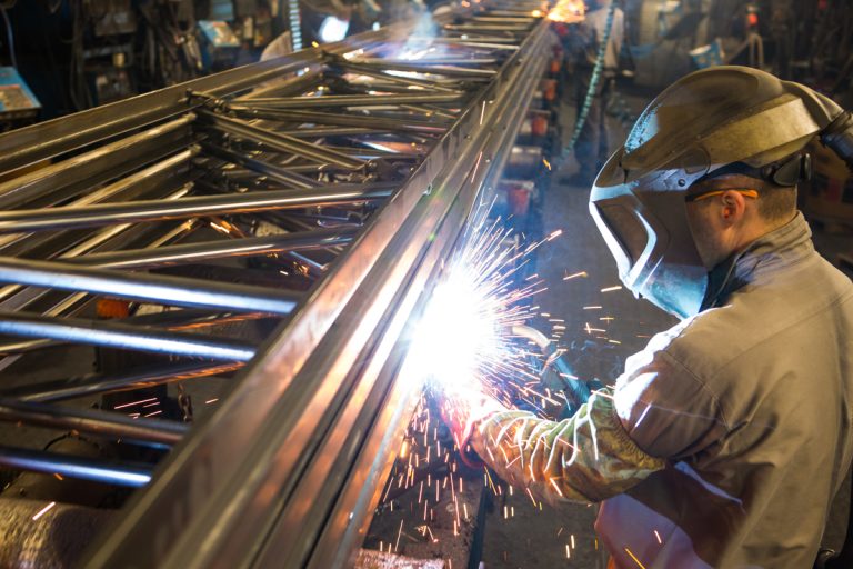 Welder at New Millennium Steel in Butler, Indiana