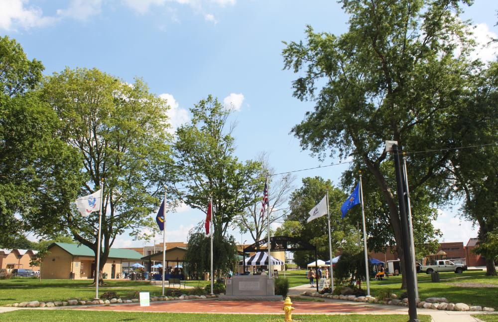 New Haven Indiana Park with flags