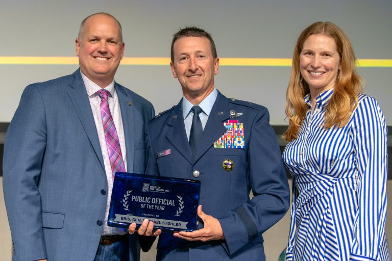 Gen. Michael Stoller receiving the 2025 GFW Inc. Public Official of the Year Award