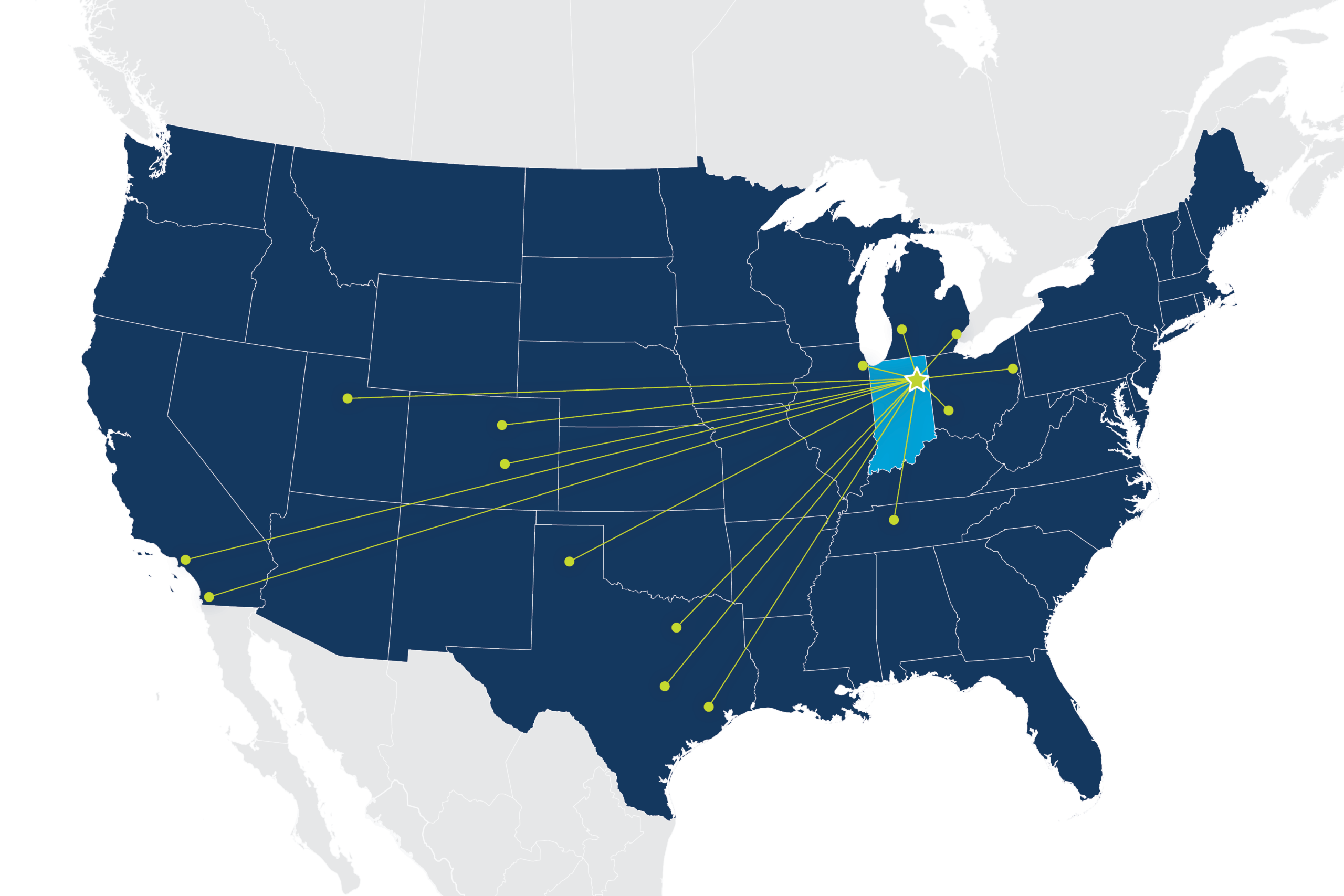 map of inbound domestic migration from major U.S. Metros